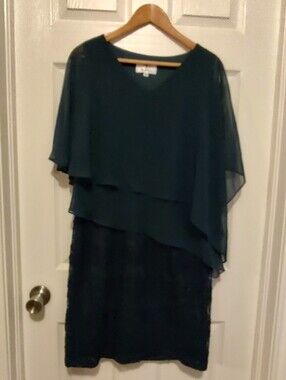 SD Collection Teal Layered Chiffon Midi Dress